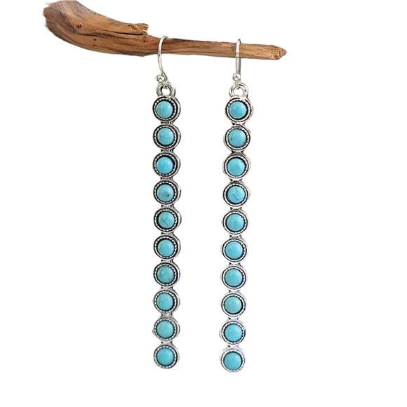 Turquoise Tassel Style Drop Earrings - Picture 1 of 5